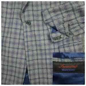 Tom James Sport Coat Mens 42R Tailored Fit Innocenti Italian Wool Tartan Plaid